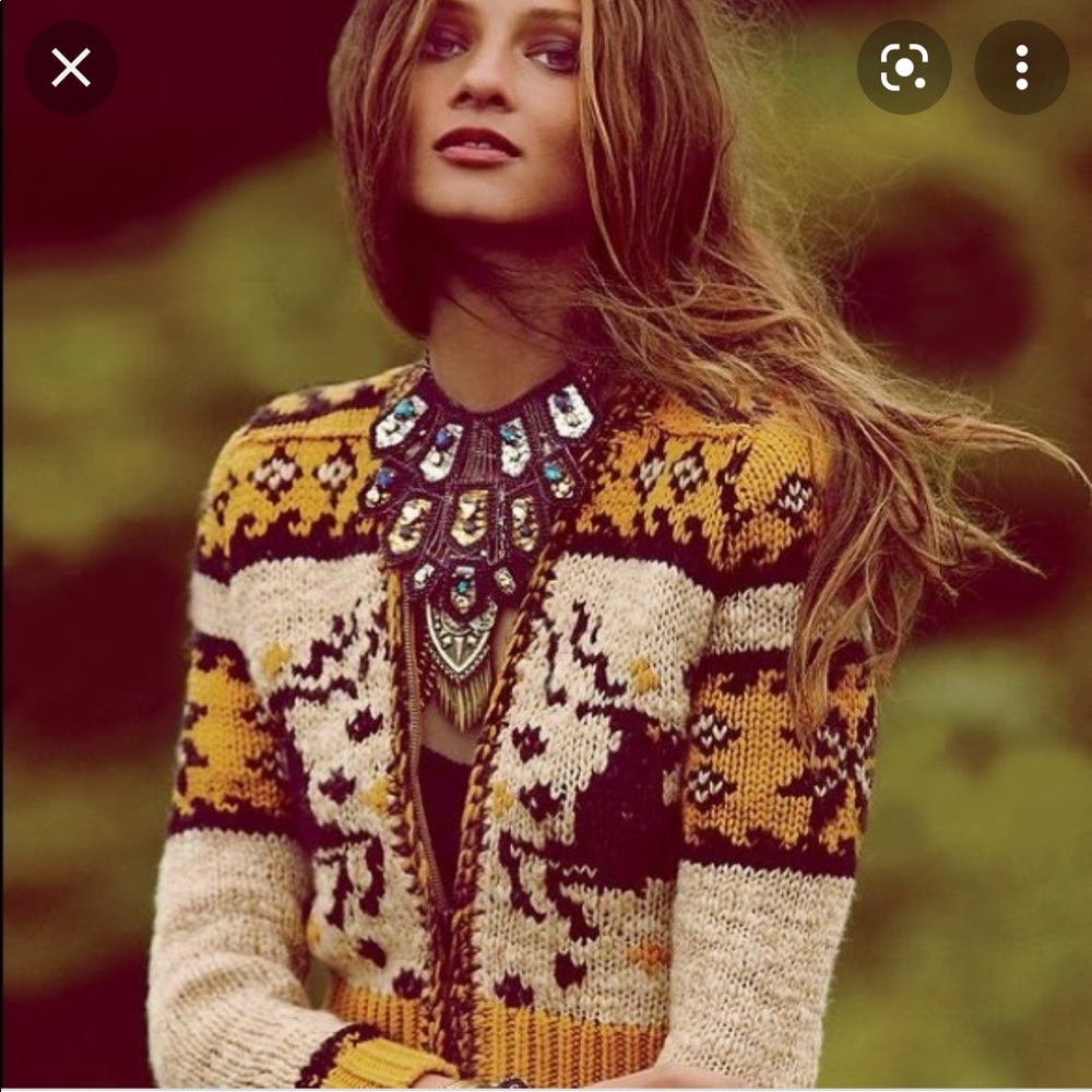 Free People Natural Rudolph Zip Up Cardigan